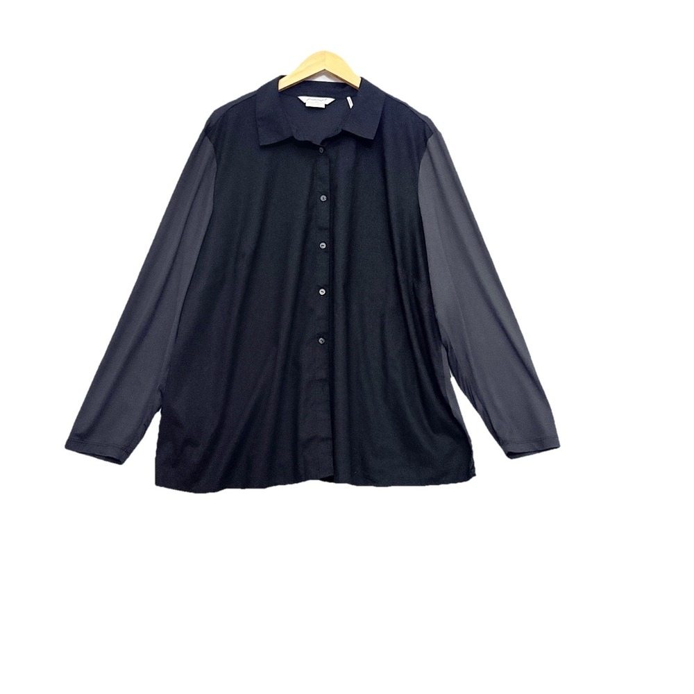 Foxcroft Women's Button Down Top Multifabric Minimalist Career Stretch Size‎ 3X